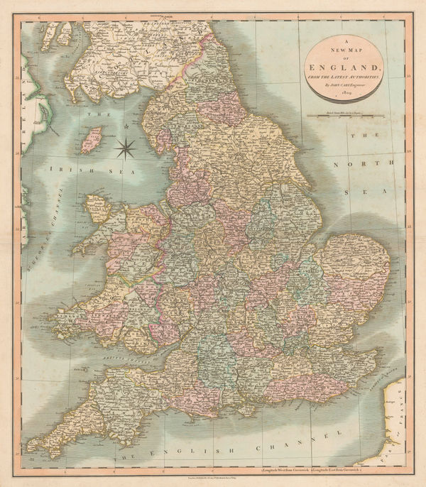 John Cary, A New Map of England, 1809