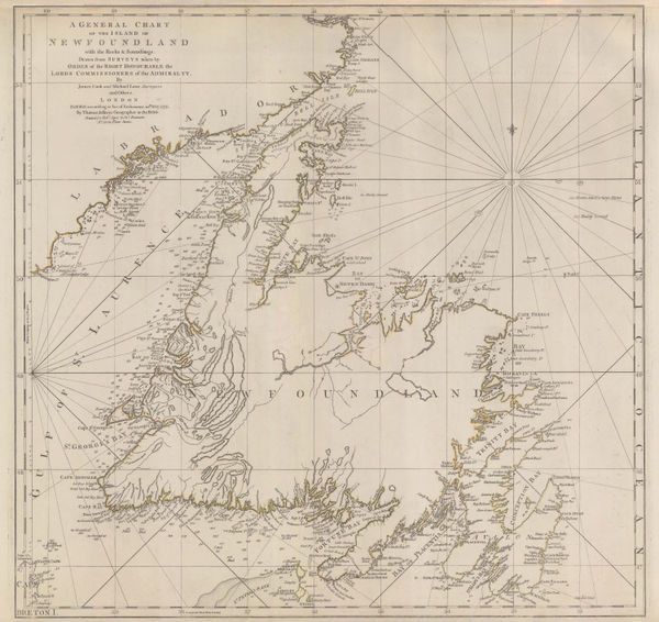 Capt. James Cook, A General Chart of Newfoundland, 1775