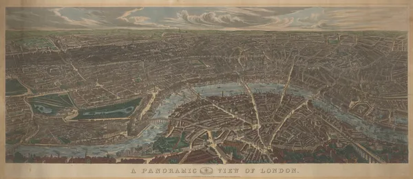 Edward Wallis, London - Bird's Eye view of London, RARE, 1845 c.