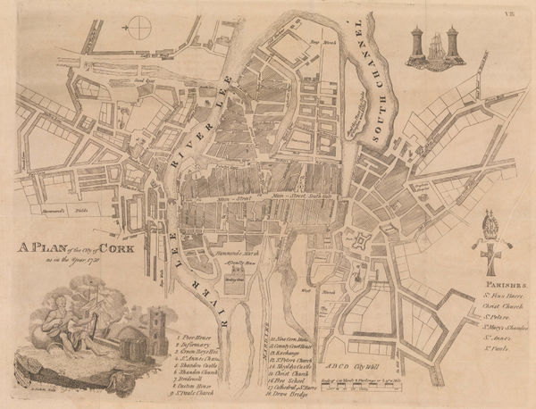 Charles Smith, A Plan of the City of Cork as in the Year 1750, 1815