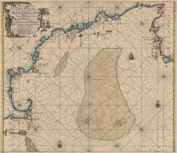 Johannes van Keulen, Early Dutch sea chart of the New England, 1690 c.