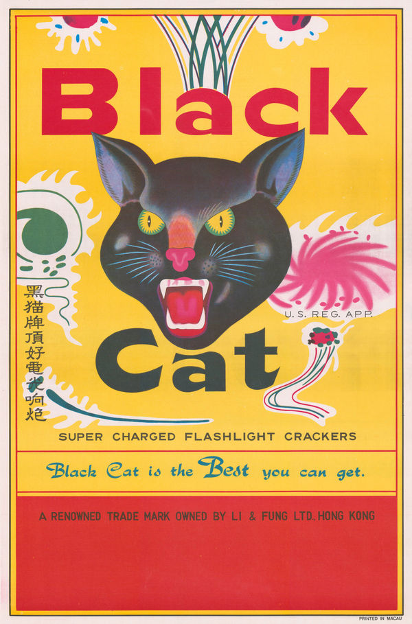 Li & Fung Ltd., Fireworks - Black Cat Supercharged Flashlight Crackers. , 1970 (c.)