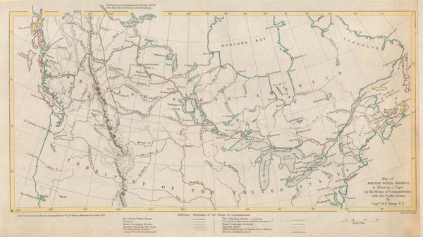 Royal Geographical Society (RGS), Route map of Canada, 1852