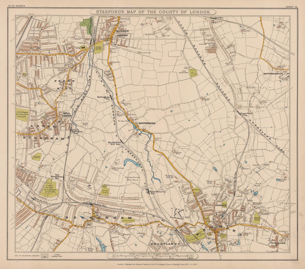 Edward Stanford, Lower Sydenham, Catford, Beckenham & Bromley, 1894