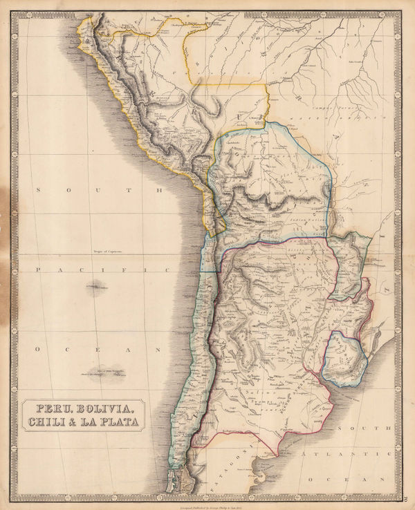 George Philip & Son Ltd., Peru, Bolivia, Chili & La Plata, 1856