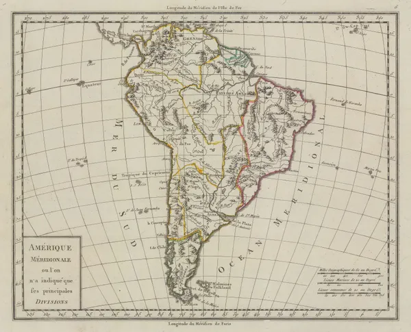 Pierre Tardieu, South America divided into Spanish provinces, 1785