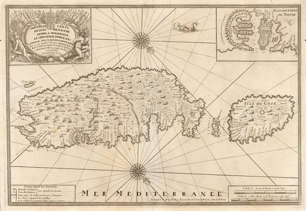 Henri Michelot and Laurent Brémond, Chart of Malta and Gozo, 1718