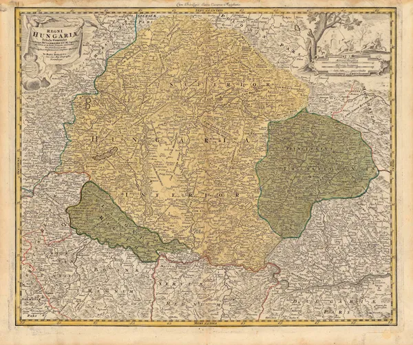 Johann Baptist Homann, Hungary with Transylvania and Slovenia, 1720 c.