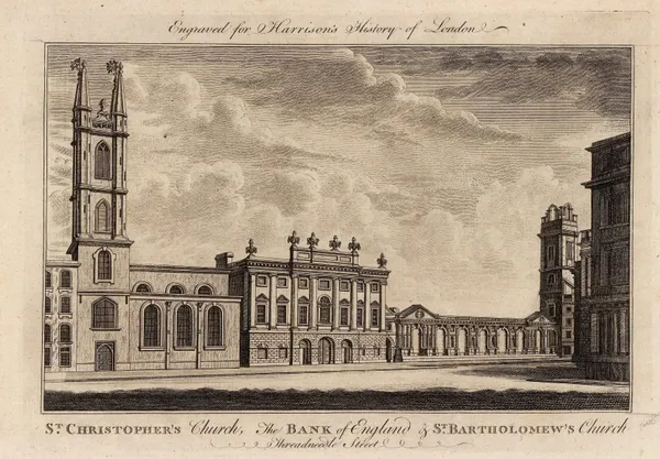 Walter Harrison, London - Bank of England, St. Christopher's and St. Bartholomew's Churches, 1775