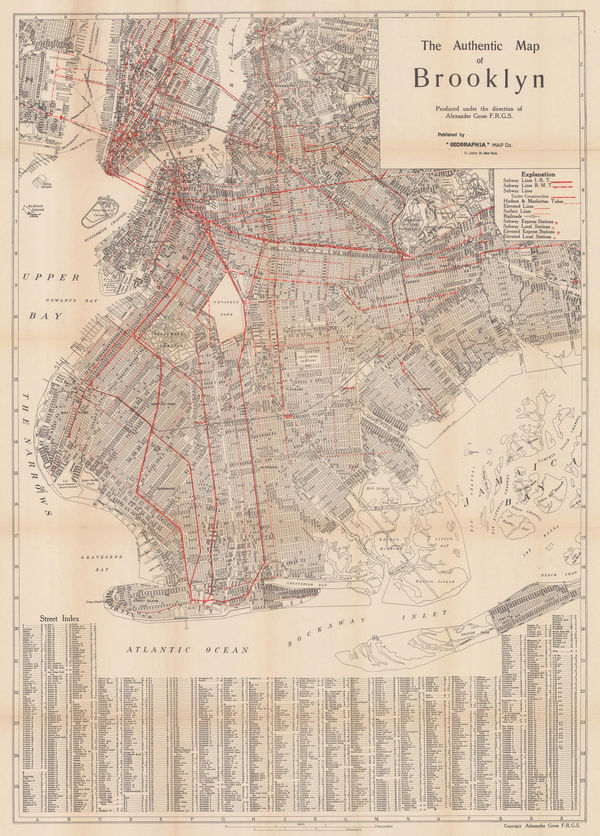 Geographia Map Co., The Authentic Map of Brooklyn, 1942