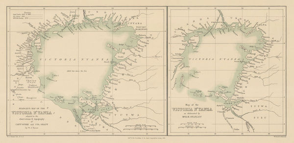 Royal Geographical Society (RGS), Lake Victoria according to Stanley, Speke & Grant, 1876