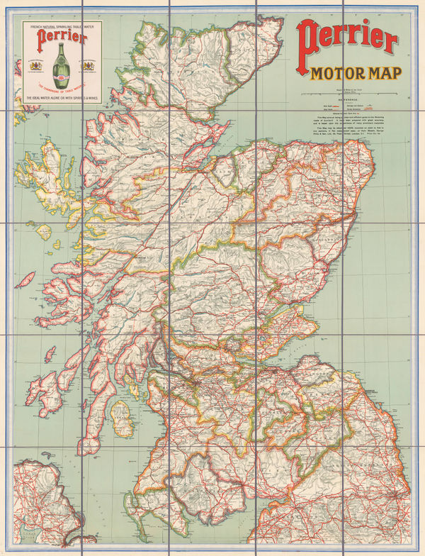 George Philip & Son Ltd., Perrier Motor Map of Scotland, 1906