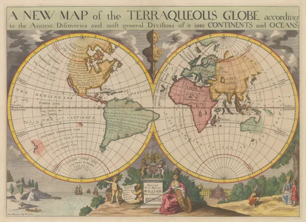Edward Wells, A New Map of the Terraqueous Globe according to the Ancient Discoveries, 1700 c.