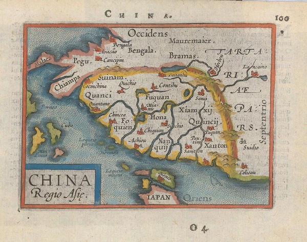 Abraham Ortelius, Miniature map of China, 1601