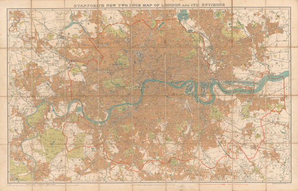 Edward Stanford, Stanford's New Two Inch Map of London and Its Environs, 1919