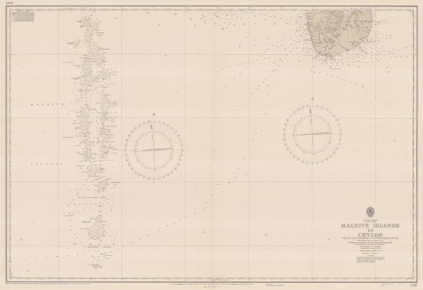 British Admiralty, Sea Chart of the Maldives to Sri Lanka, 1977