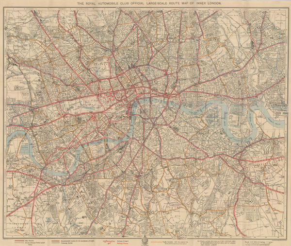 George Philip & Son Ltd., The Royal Automobile Club Official Large Scale Route Map of Inner London, 1925