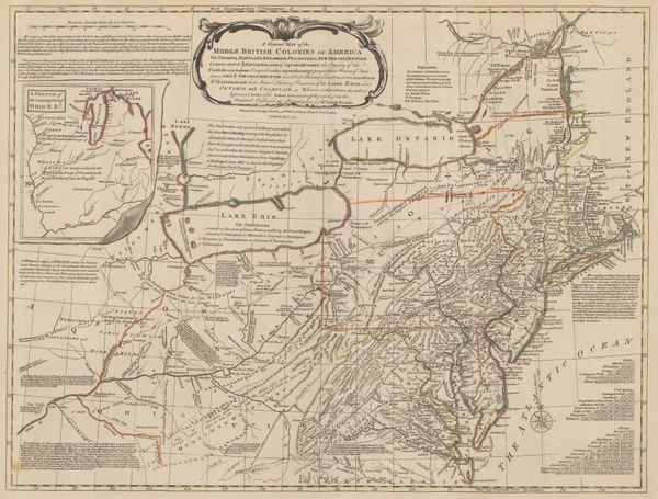 Carington Bowles, Important pre-Revolution map of the Mid-Atlantic Colonies, 1771
