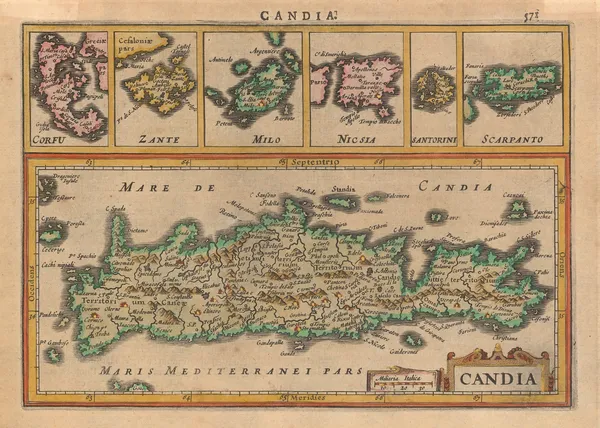 Mercator Hondius, Crete, Corfu, Zante, Milos, Naxos, Santorini & Karpathos, 1628
