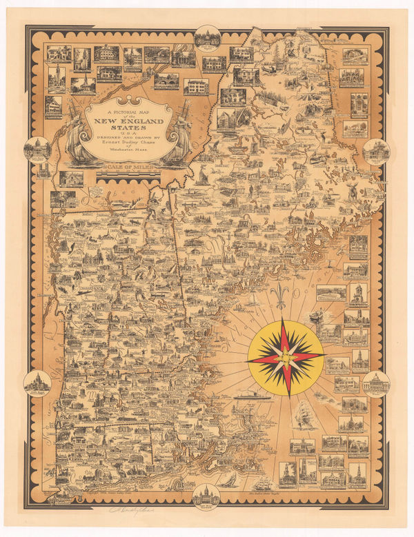 Ernest Dudley Chase, A Pictorial Map of the New England States, 1939