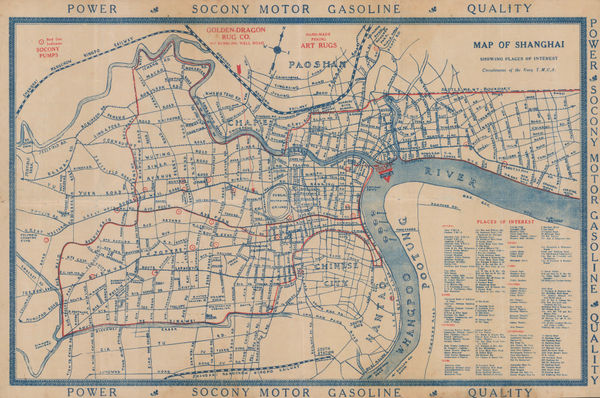 Navy Y. M. C. A., Map of Shanghai, 1930 c.