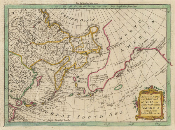 London Magazine, Russian Discoveries in Siberia, Alaska & the Bering Strait, 1764