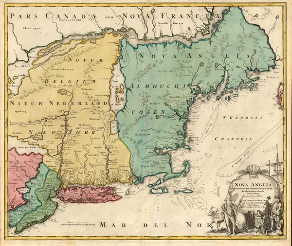 Johann Baptist Homann, New England, 1720 c.