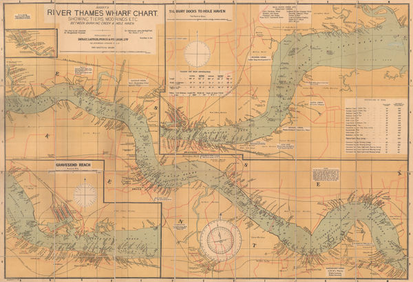 Imray & Co., River Thames Wharf Chart from Barking Creek to Hole Haven, 1939 c.