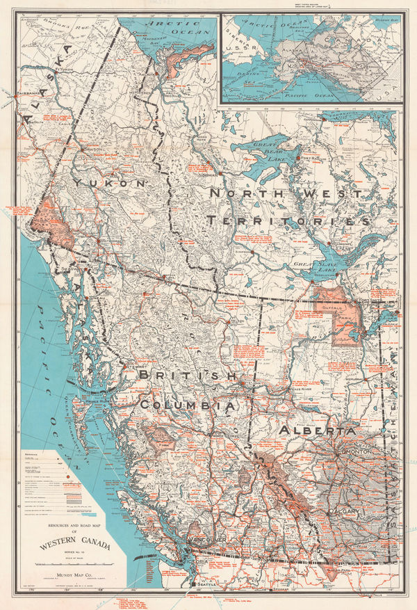 Mundy Map Co., Resources and Road Map of Western Canada, 1957