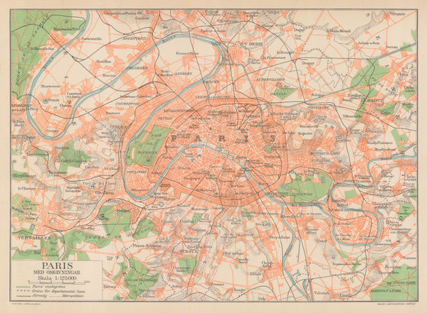 Malmö Kartografiska Anstalt, Paris and environs, 1935 c.