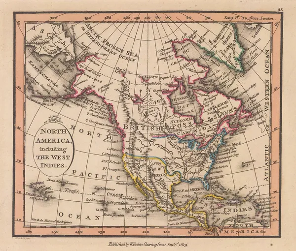William Faden, North America including the West Indies, 1819
