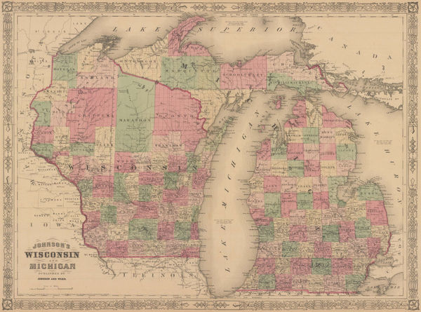Johnson & Ward, Johnson's Wisconsin and Michigan, 1864