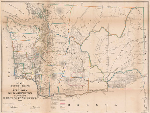 General Land Office (GLO), Map of the Public Surveys of the Territory of Washington, 1866