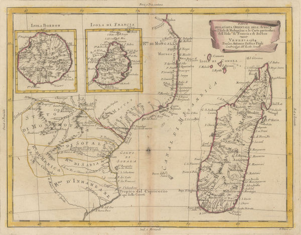 Antonio Zatta, Madagascar, coast of Mozambique, Réunion and Mauritius, 1778
