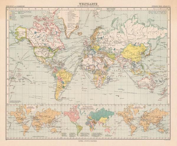 Justus Perthes, The World on Mercator's Projection, 1909