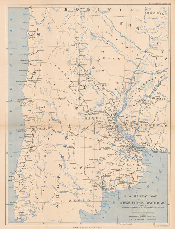 Royal Geographical Society (RGS), A Railway Map of the Argentine Republic, 1898