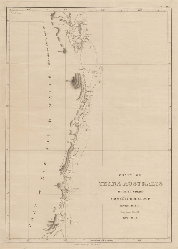 Matthew Flinders, Sea Chart from Brisbane to Port Macquarie, 1814