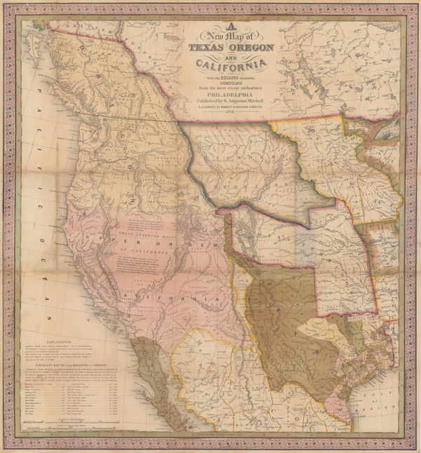 Samuel Augustus Mitchell, A Map of Texas, Oregon and California, 1846