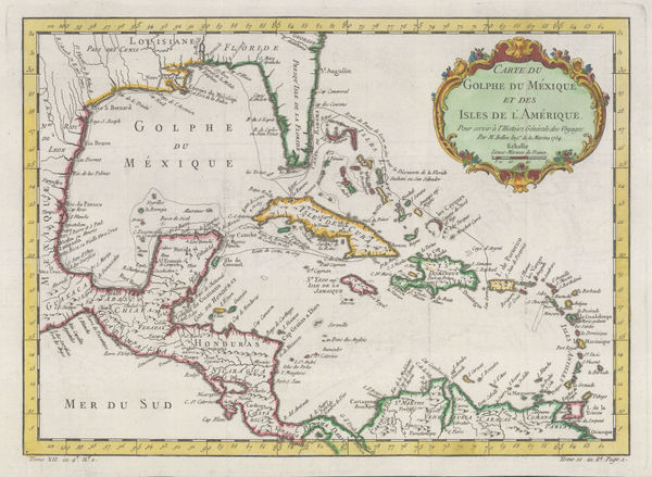 Jacques-Nicolas Bellin, The West Indies and Central America, 1754