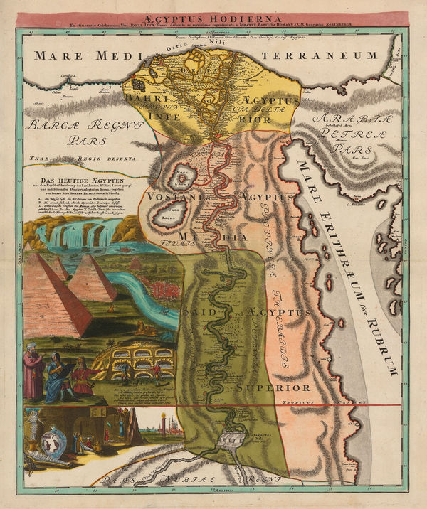 Johann Baptist Homann, Egypt and the course of the Nile, 1720 c.