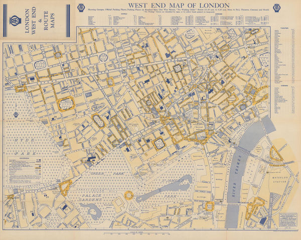 Automobile Association (AA), West End Map of London, 1950 c.