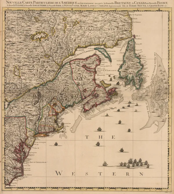 Henry Popple, North Eastern United States, Nova Scotia, Newfoundland and Labrador, 1740