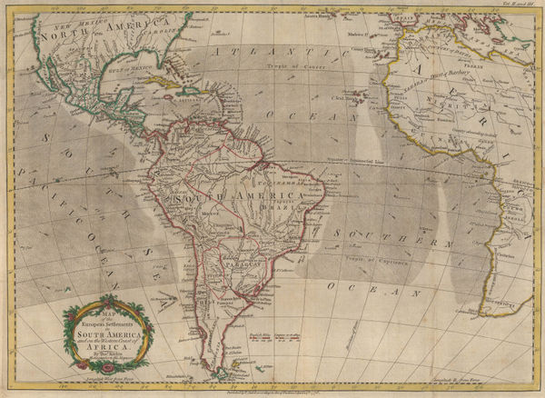 Thomas Kitchin, Map of the European Settlements in South America and on the Western Coast of Africa, 1776