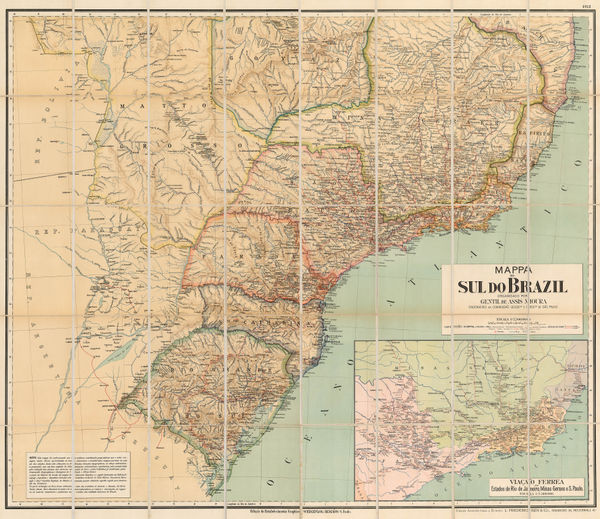 Gentil De Assis Moura, Wall map of Southern Brazil, 1912