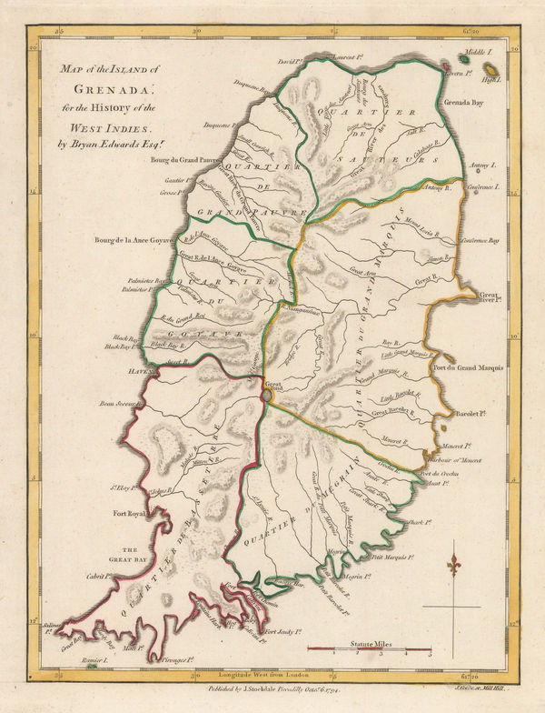 Bryan Edwards, Grenada divided into quartiers, 1794