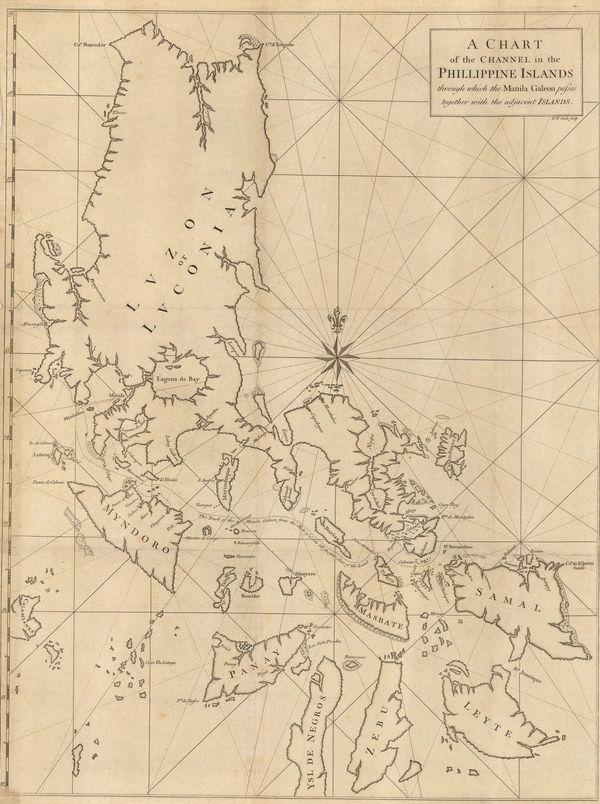 George Anson, A Chart of the Channel in the Philippine Islands, through which the Manila Galeon Passes, 1740 c.