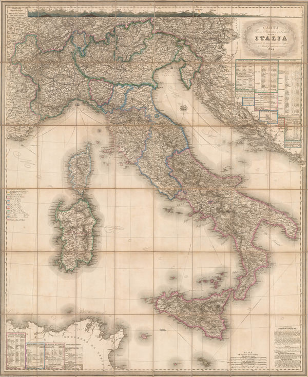Stanislao Stucchi, Wall Map of Italy prior to Unification, 1859