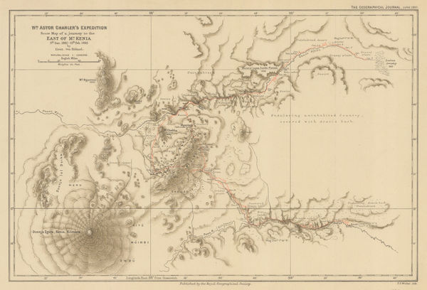 Royal Geographical Society (RGS), Wm. Astor Chanler's Expedition Route Map of a Journey to the East of Mt. Kenia, 1893