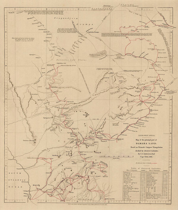 Royal Geographical Society (RGS), Map of the Principle Part of Damara Land, 1866