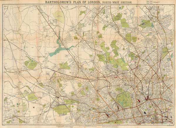 J.G. Bartholomew, Plan of London, North-West Section, 1910 c.